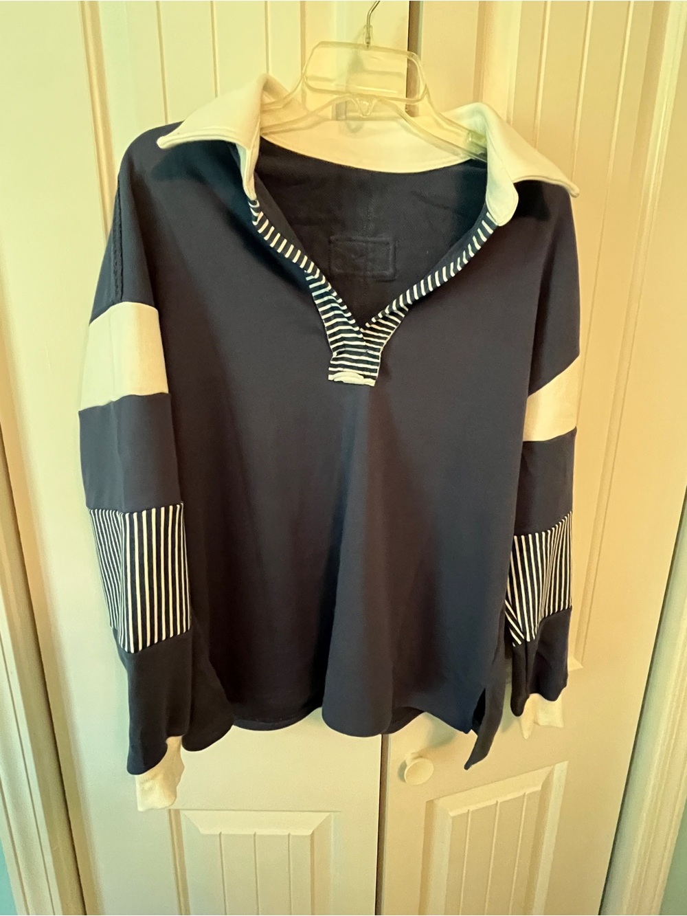 Navy and White Striped Pullover